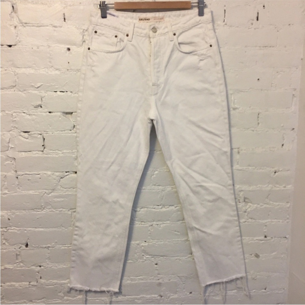 Grlfrnd Karolina high rise straight crop jeans in Brentwood white size 28